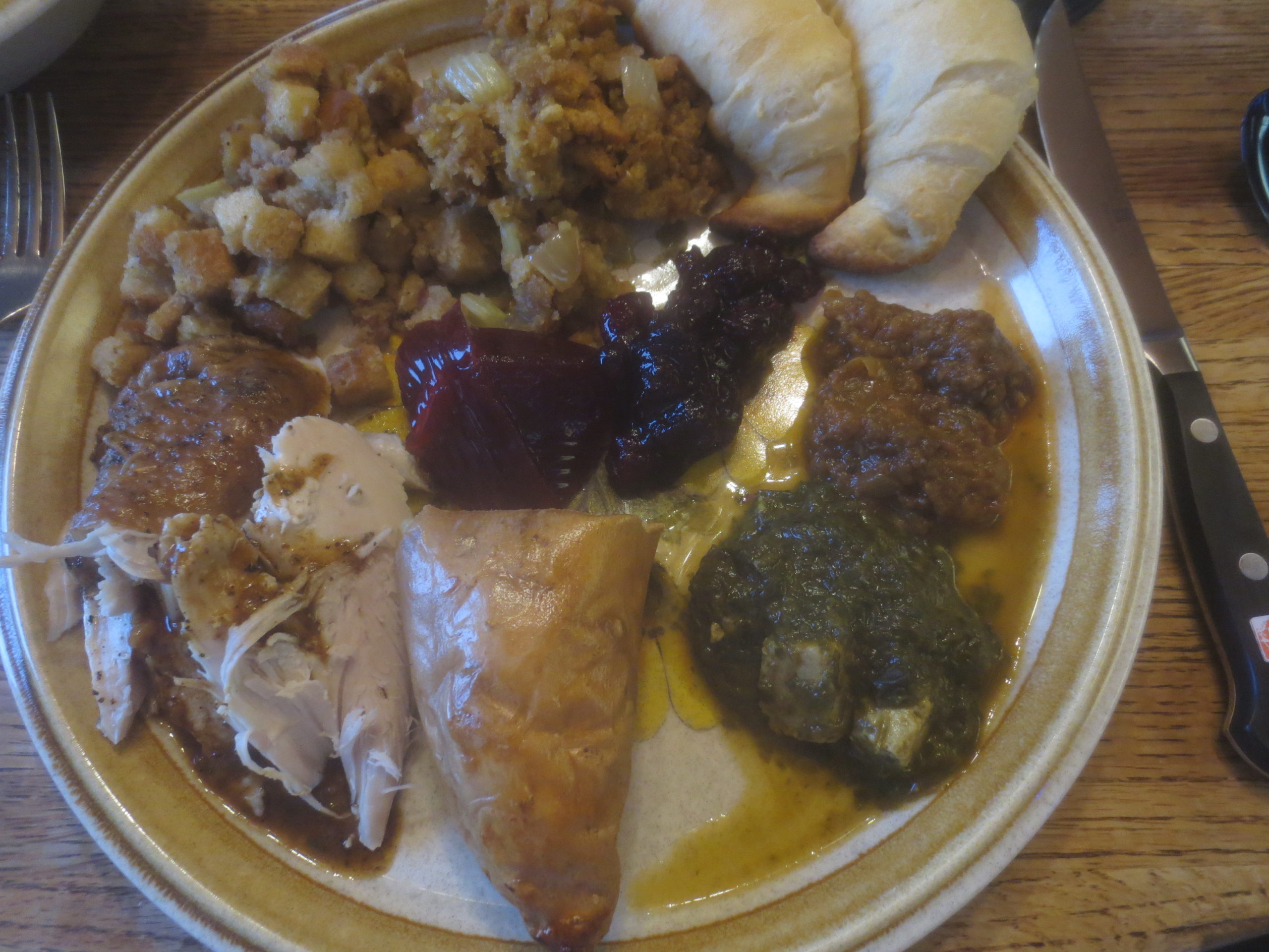 plate filled with Thanksgiving food