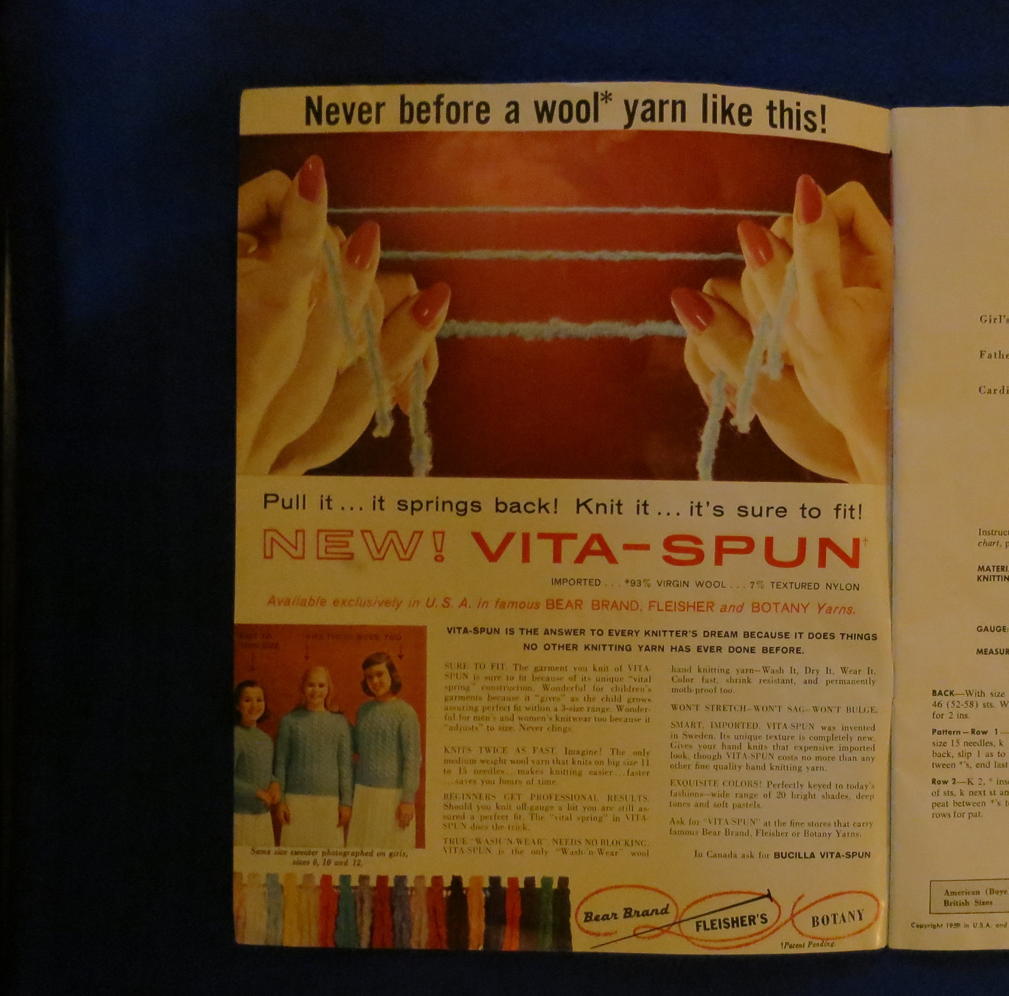 Knitting booklet for Vita-Spun yarn